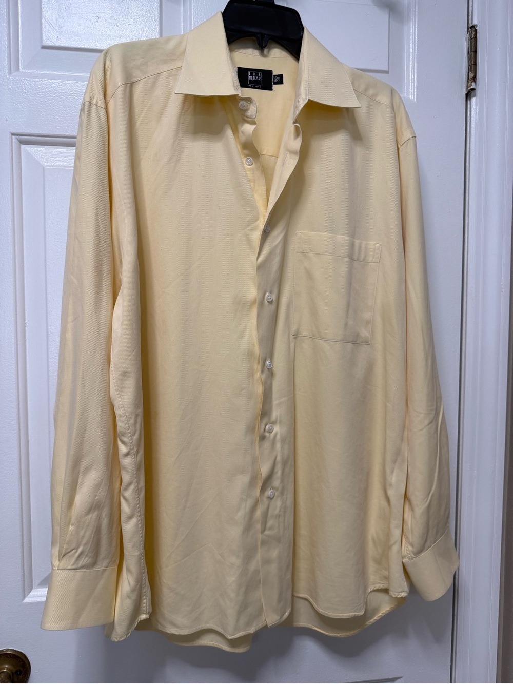 Ike Behar Butter Yellow Men’s Button Down Dress Shirt 16.5 Neck 35 Sleeve